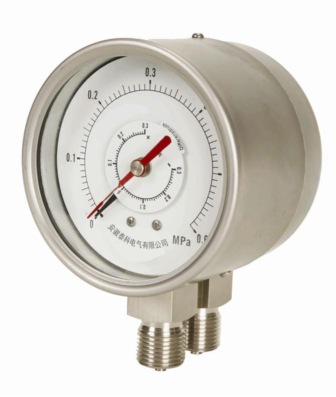 YCS-100 双针双管差压表  双针双管不锈钢差压表